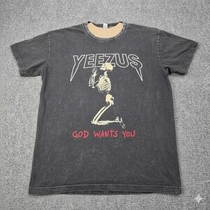 Yeezus God Wants You Skeleton T Shirt Mens Medium Washed Black Kanye West Tour